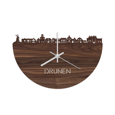 Skyline Klok Drunen Noten houten cadeau decoratie relatiegeschenk van WoodWideCities