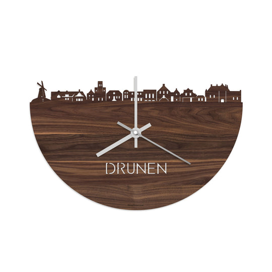 Skyline Klok Drunen Noten houten cadeau decoratie relatiegeschenk van WoodWideCities