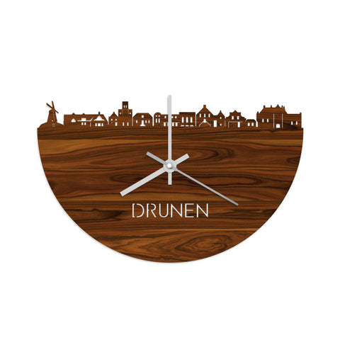 Skyline Klok Drunen Palissander houten cadeau decoratie relatiegeschenk van WoodWideCities