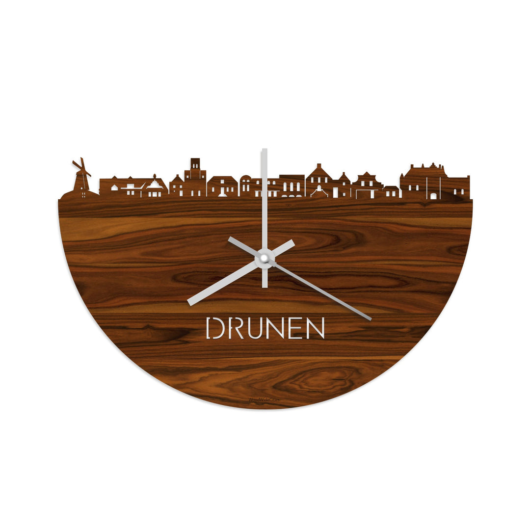 Skyline Klok Drunen Palissander houten cadeau decoratie relatiegeschenk van WoodWideCities