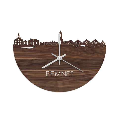 Skyline Klok Eemnes Noten houten cadeau wanddecoratie relatiegeschenk van WoodWideCities