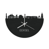 Skyline Klok Eersel Black Zwart houten cadeau decoratie relatiegeschenk van WoodWideCities