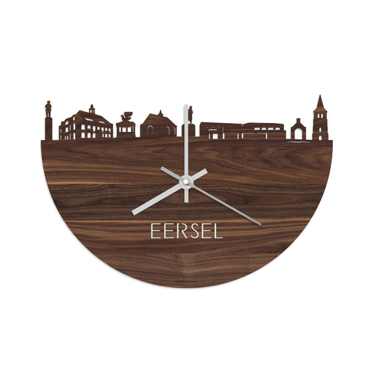 Skyline Klok Eersel Noten houten cadeau decoratie relatiegeschenk van WoodWideCities