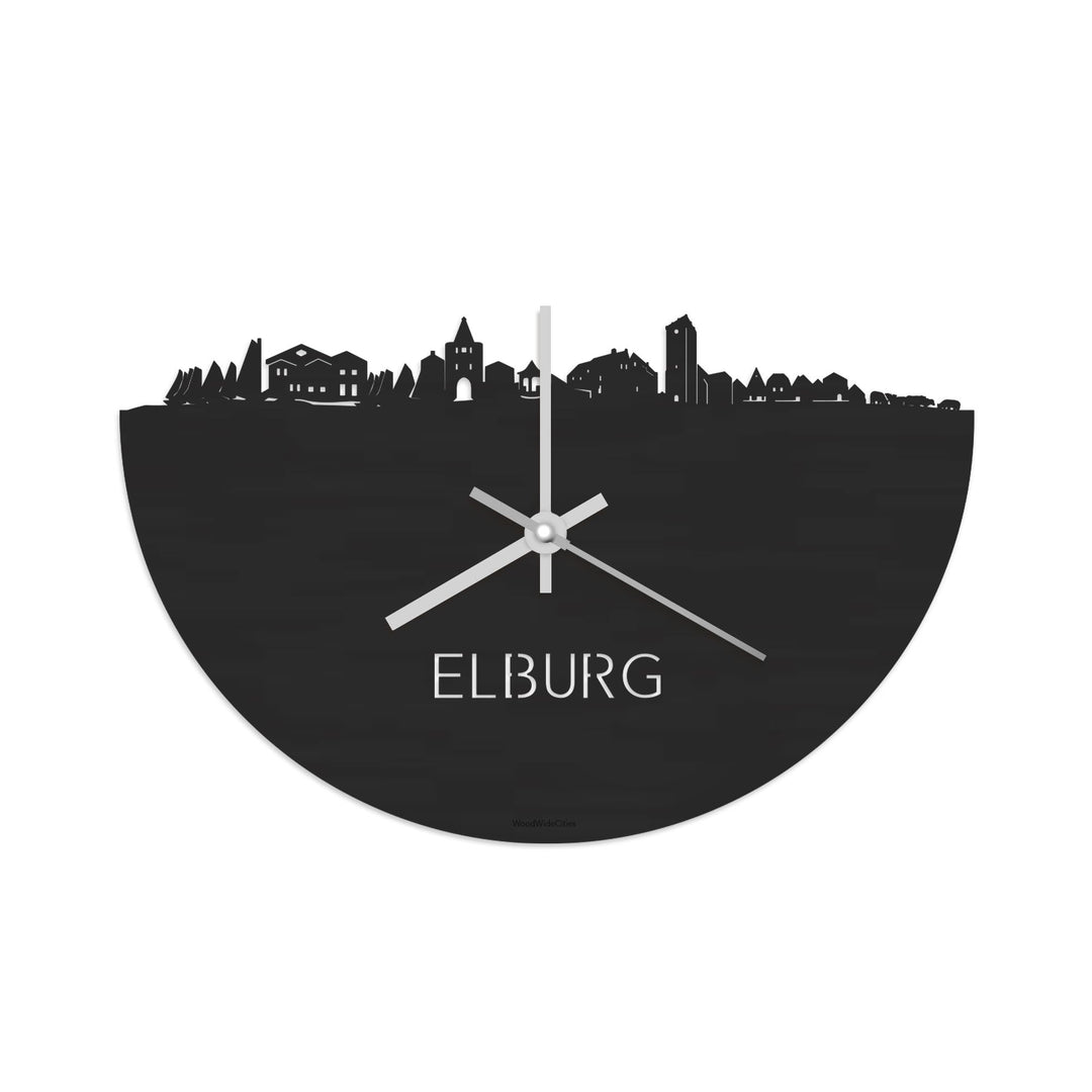 Skyline Klok Elburg Black Zwart houten cadeau decoratie relatiegeschenk van WoodWideCities