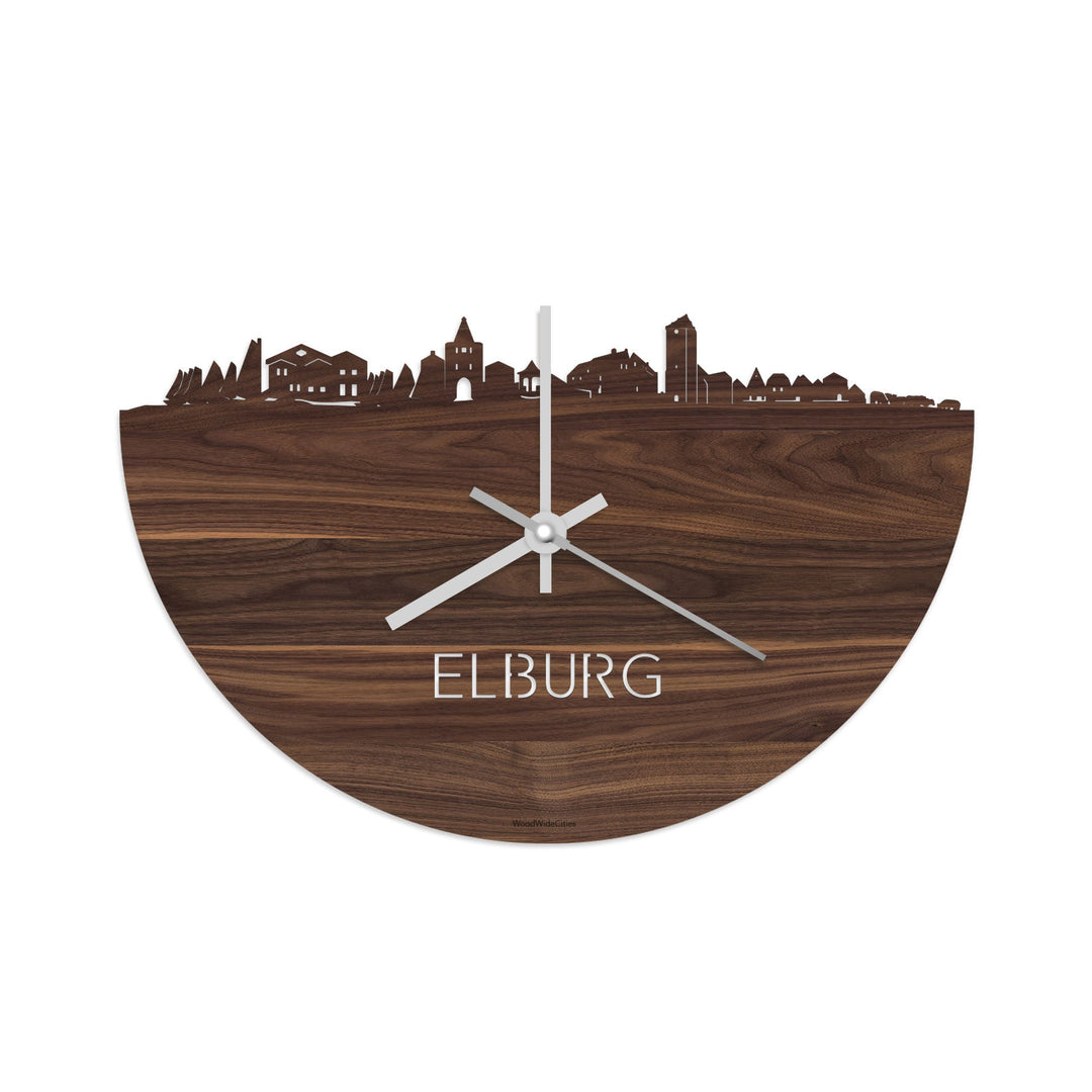Skyline Klok Elburg Noten houten cadeau decoratie relatiegeschenk van WoodWideCities
