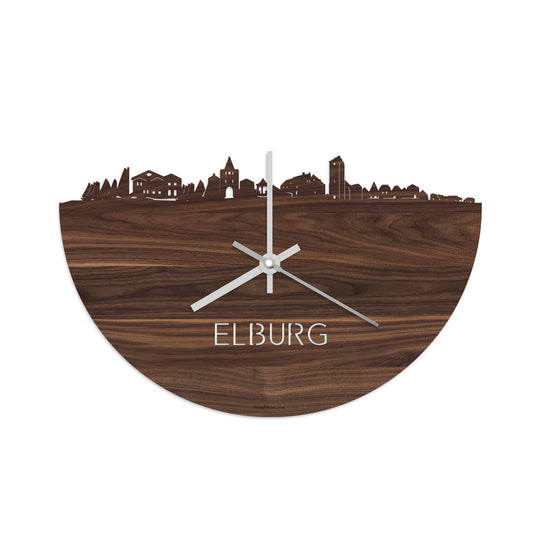Skyline Klok Elburg Noten houten cadeau decoratie relatiegeschenk van WoodWideCities
