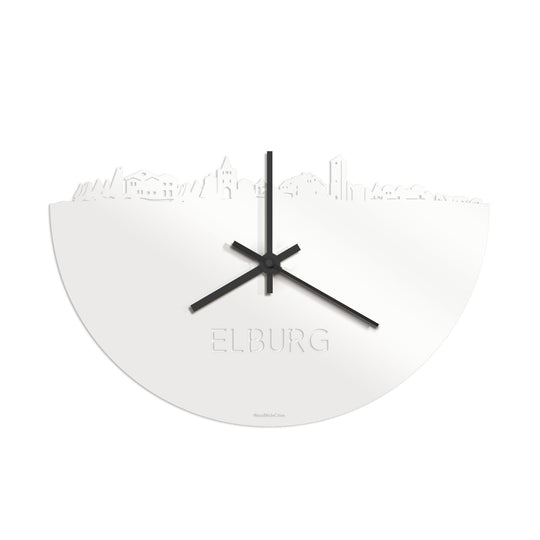 Skyline Klok Elburg Wit glanzend gerecycled kunststof cadeau decoratie relatiegeschenk van WoodWideCities