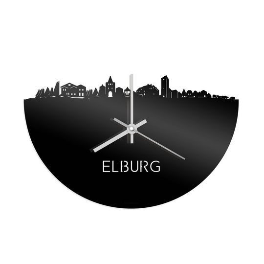 Skyline Klok Elburg Zwart glanzend gerecycled kunststof cadeau decoratie relatiegeschenk van WoodWideCities