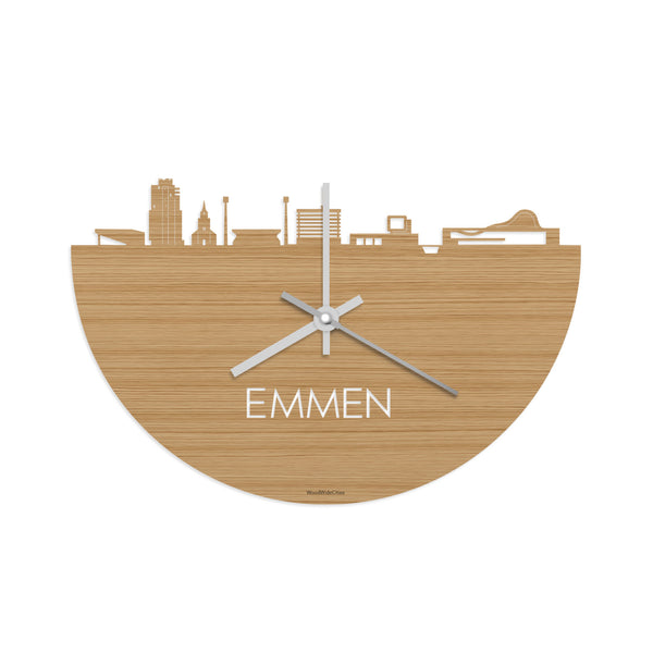 Skyline Klok Emmen Bamboe houten cadeau decoratie relatiegeschenk van WoodWideCities