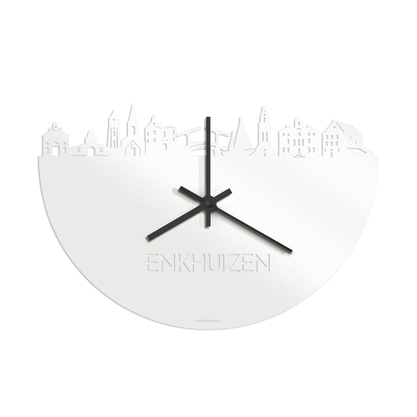 Skyline Klok Enkhuizen Wit glanzend gerecycled kunststof cadeau wanddecoratie relatiegeschenk van WoodWideCities