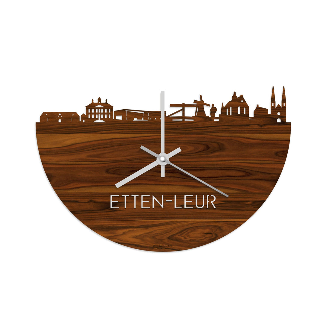 Skyline Klok Etten-Leur Palissander houten cadeau decoratie relatiegeschenk van WoodWideCities