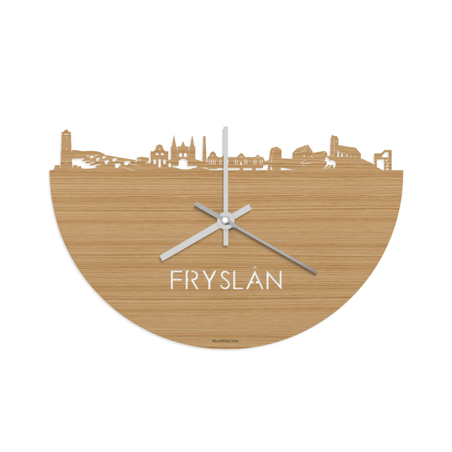 Skyline Klok Fryslan Bamboe houten cadeau decoratie relatiegeschenk van WoodWideCities