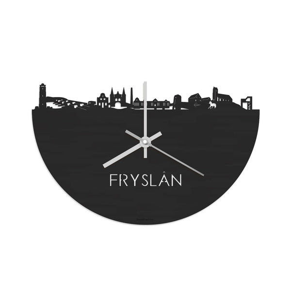 Skyline Klok Fryslan Black Zwart houten cadeau decoratie relatiegeschenk van WoodWideCities