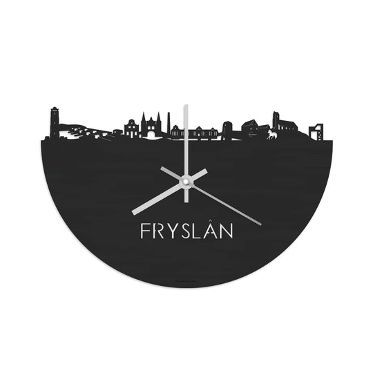 Skyline Klok Fryslan Black Zwart houten cadeau decoratie relatiegeschenk van WoodWideCities