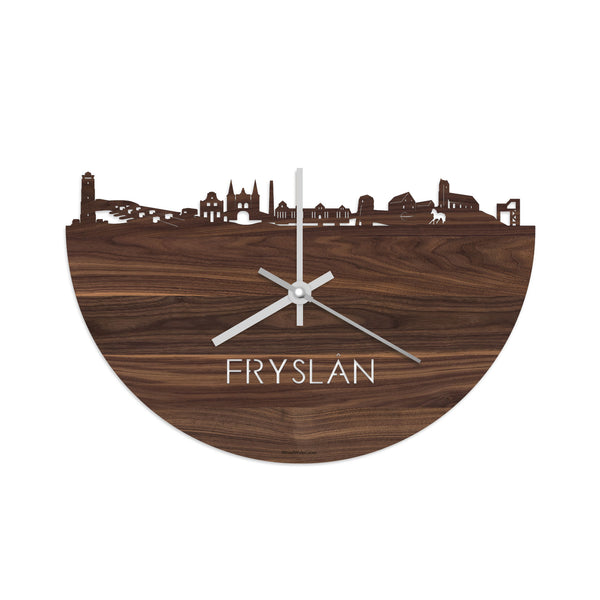 Skyline Klok Fryslan Noten houten cadeau decoratie relatiegeschenk van WoodWideCities