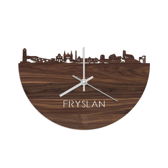 Skyline Klok Fryslan Noten houten cadeau decoratie relatiegeschenk van WoodWideCities