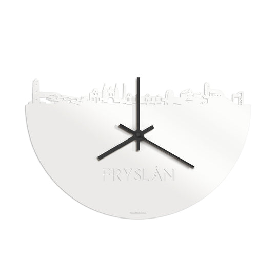 Skyline Klok Fryslan Wit glanzend gerecycled kunststof cadeau decoratie relatiegeschenk van WoodWideCities