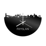 Skyline Klok Fryslan Zwart glanzend gerecycled kunststof cadeau decoratie relatiegeschenk van WoodWideCities