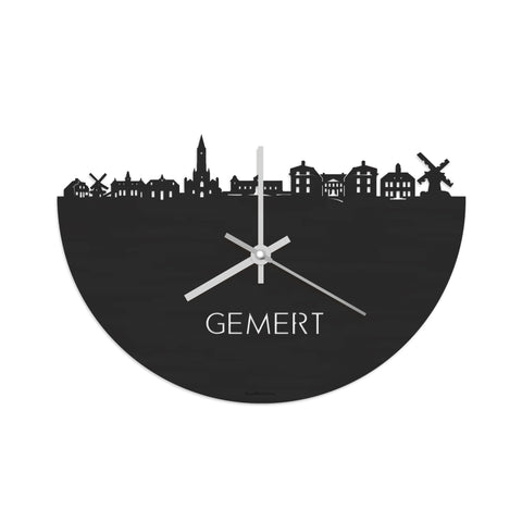 Skyline Klok Gemert Black Zwart houten cadeau decoratie relatiegeschenk van WoodWideCities