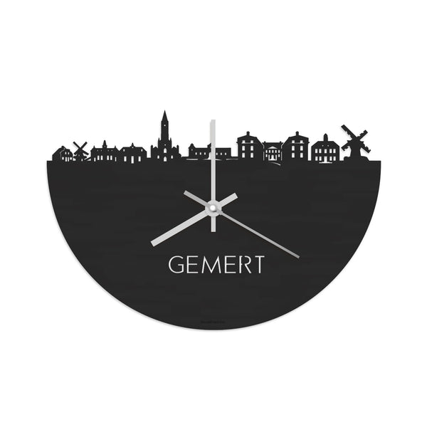 Skyline Klok Gemert Black Zwart houten cadeau decoratie relatiegeschenk van WoodWideCities