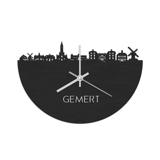 Skyline Klok Gemert Black Zwart houten cadeau decoratie relatiegeschenk van WoodWideCities