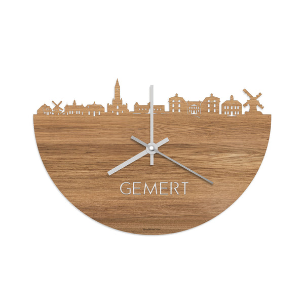 Skyline Klok Gemert Eiken houten cadeau decoratie relatiegeschenk van WoodWideCities