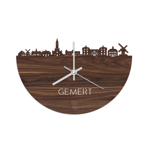 Skyline Klok Gemert Noten houten cadeau decoratie relatiegeschenk van WoodWideCities