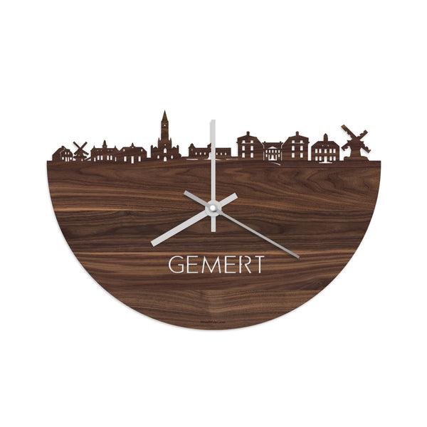 Skyline Klok Gemert Noten houten cadeau decoratie relatiegeschenk van WoodWideCities