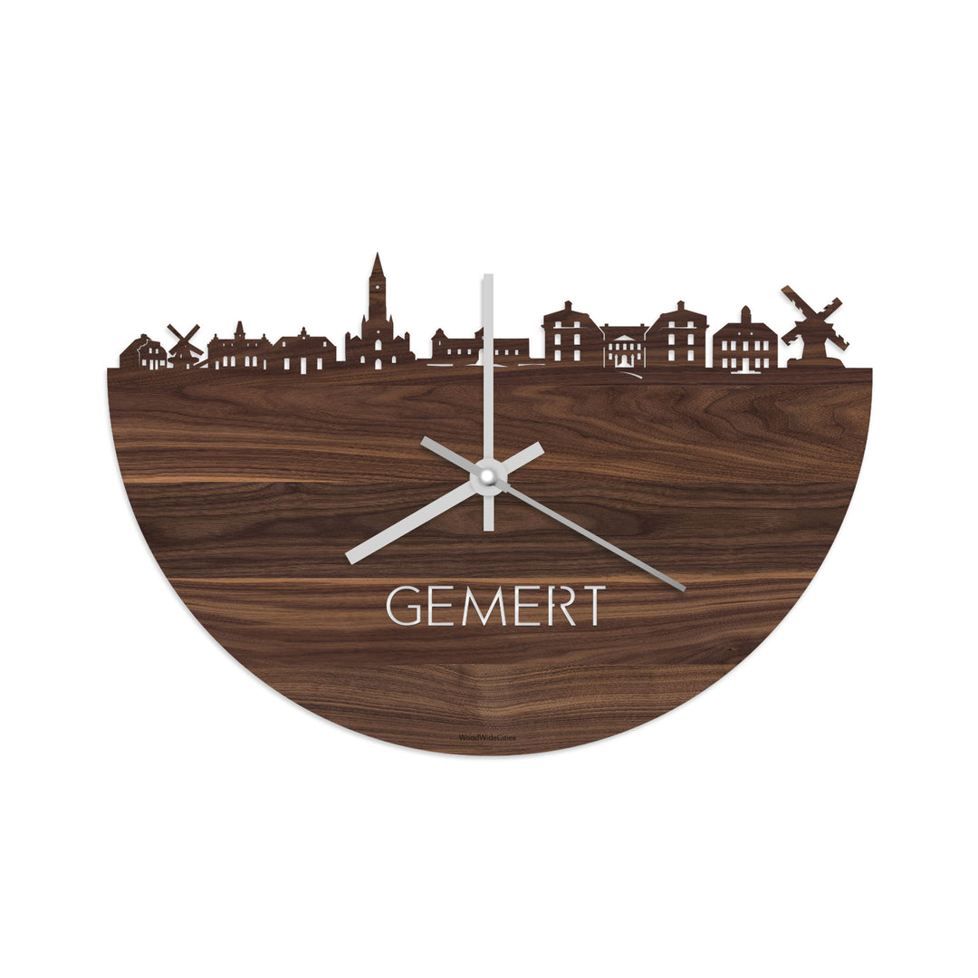 Skyline Klok Gemert Noten houten cadeau decoratie relatiegeschenk van WoodWideCities