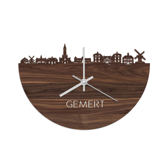 Skyline Klok Gemert Noten houten cadeau decoratie relatiegeschenk van WoodWideCities