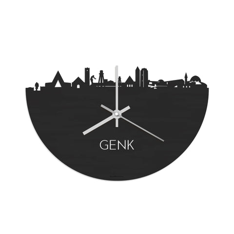 Skyline Klok Genk Black Zwart houten cadeau decoratie relatiegeschenk van WoodWideCities