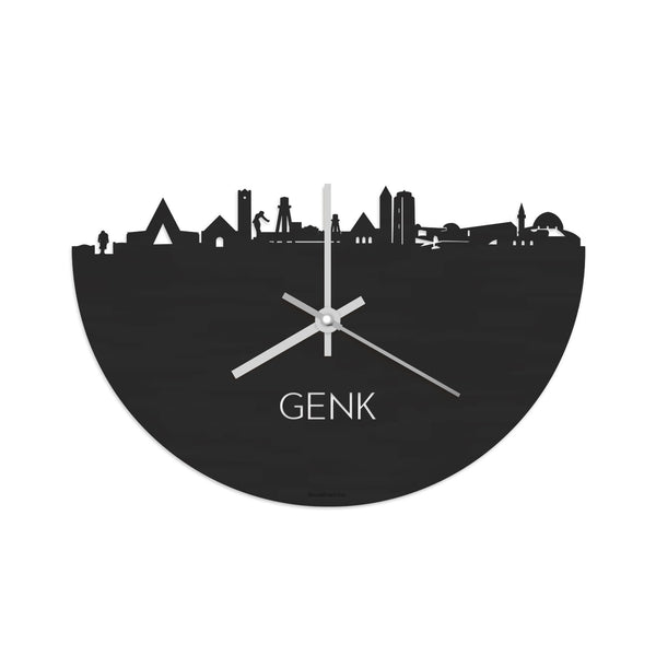 Skyline Klok Genk Black Zwart houten cadeau decoratie relatiegeschenk van WoodWideCities