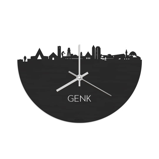 Skyline Klok Genk Black Zwart houten cadeau decoratie relatiegeschenk van WoodWideCities