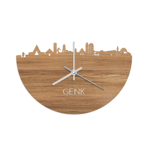 Skyline Klok Genk Eiken houten cadeau decoratie relatiegeschenk van WoodWideCities