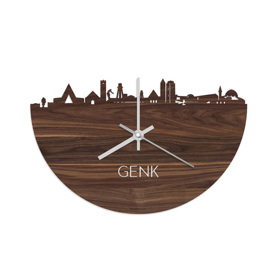 Skyline Klok Genk Noten houten cadeau decoratie relatiegeschenk van WoodWideCities