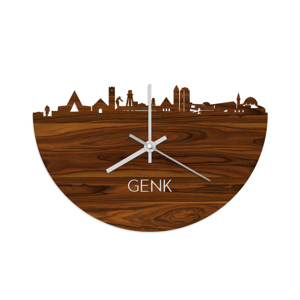 Skyline Klok Genk Palissander houten cadeau decoratie relatiegeschenk van WoodWideCities