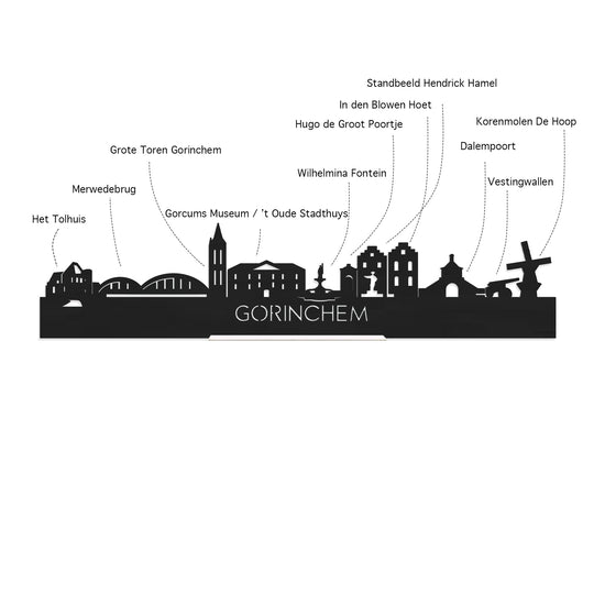 Skyline Klok Gorinchem Bamboe houten cadeau wanddecoratie relatiegeschenk van WoodWideCities