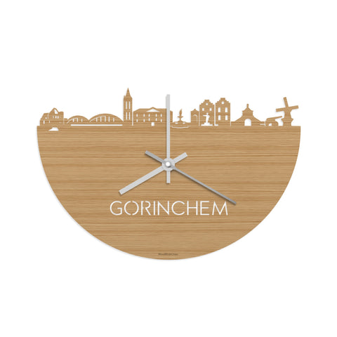 Skyline Klok Gorinchem Bamboe houten cadeau wanddecoratie relatiegeschenk van WoodWideCities