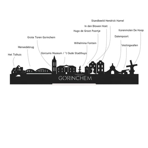 Skyline Klok Gorinchem Noten houten cadeau wanddecoratie relatiegeschenk van WoodWideCities