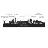 Skyline Klok Gouda Noten houten cadeau wanddecoratie relatiegeschenk van WoodWideCities