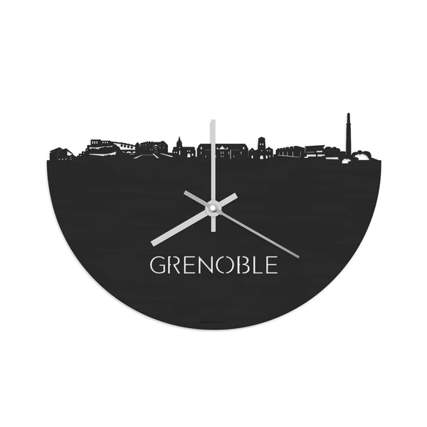 Skyline Klok Grenoble Black Zwart houten cadeau decoratie relatiegeschenk van WoodWideCities