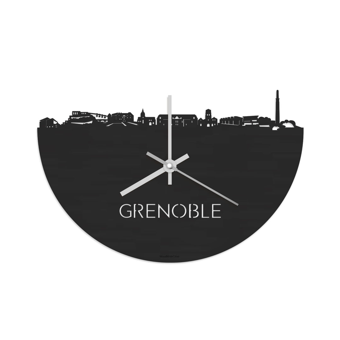 Skyline Klok Grenoble Black Zwart houten cadeau decoratie relatiegeschenk van WoodWideCities