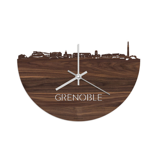 Skyline Klok Grenoble Noten houten cadeau decoratie relatiegeschenk van WoodWideCities