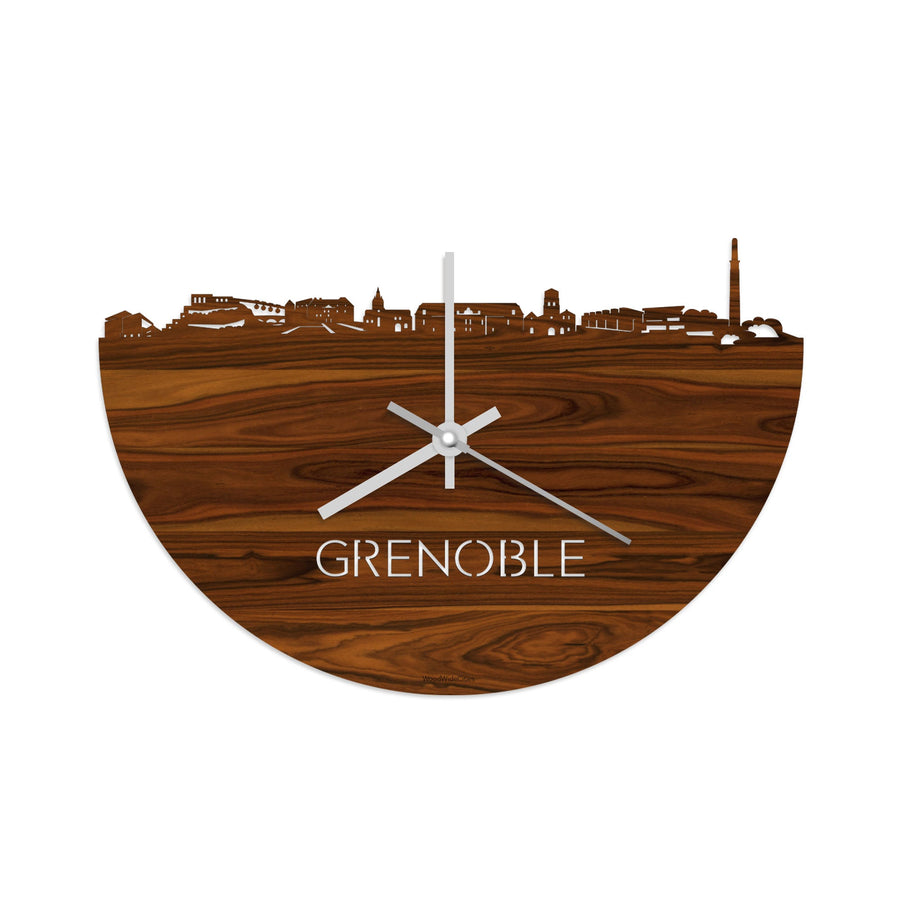 Skyline Klok Grenoble Palissander houten cadeau decoratie relatiegeschenk van WoodWideCities