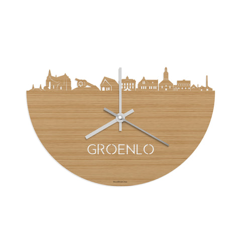 Skyline Klok Groenlo Bamboe houten cadeau decoratie relatiegeschenk van WoodWideCities