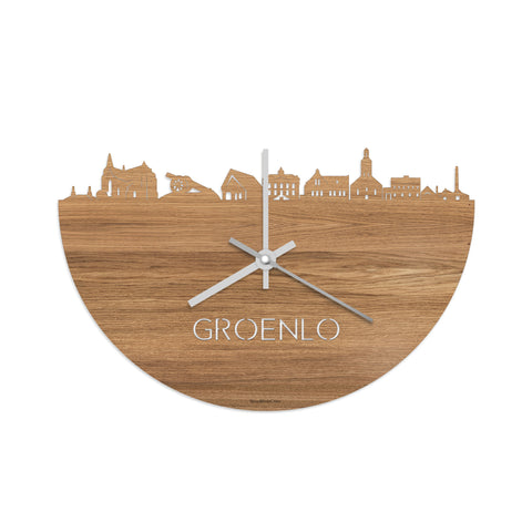 Skyline Klok Groenlo Eiken houten cadeau decoratie relatiegeschenk van WoodWideCities
