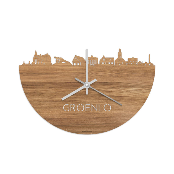 Skyline Klok Groenlo Eiken houten cadeau decoratie relatiegeschenk van WoodWideCities