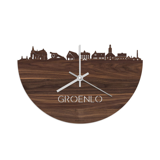 Skyline Klok Groenlo Noten houten cadeau decoratie relatiegeschenk van WoodWideCities