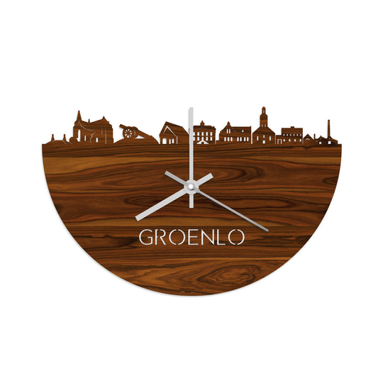 Skyline Klok Groenlo Palissander houten cadeau decoratie relatiegeschenk van WoodWideCities