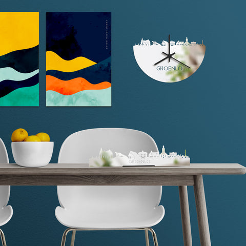 Skyline Klok Groenlo Spiegel gerecycled kunststof cadeau decoratie relatiegeschenk van WoodWideCities